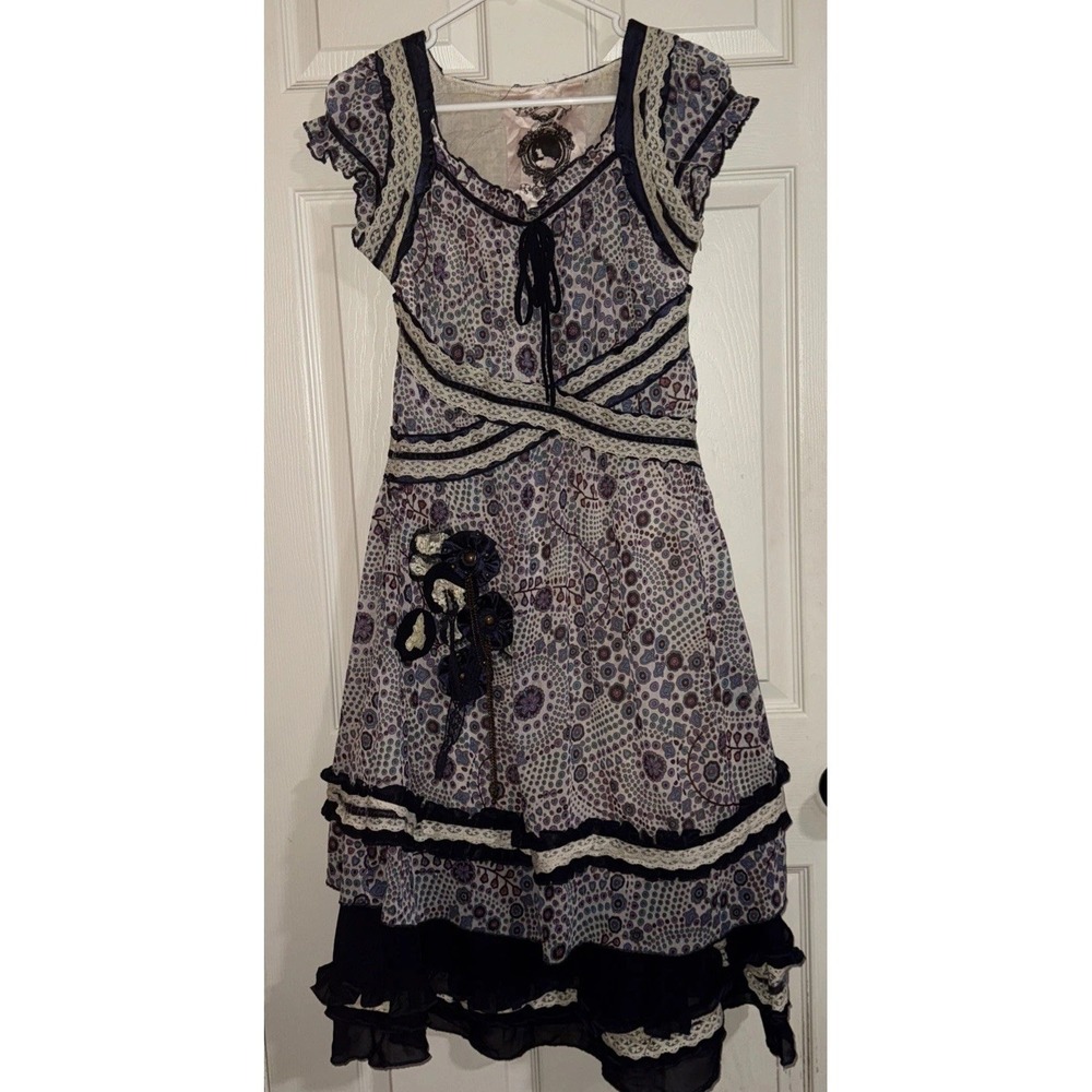 Sugarlips Women's‎ Paisley Floral Tiered Renaissance Dress Side Zip Cottagecore